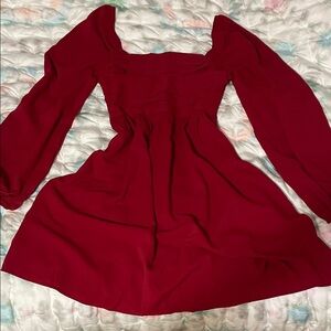 SHEIN Bold Red Long Sleeve Dress